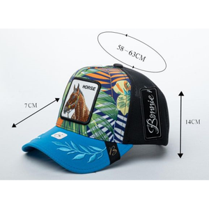 Casquette de camionneur Bonnie en tissu mesh avec broderie motif cheval, unisexe, décontractée, printemps-été, 6 panneaux - Product Image 1
