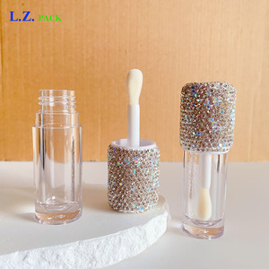 LZ Pack Stock 6ml Big Wand Bling Pink Silver New Rhinestone Lipgloss Bottles Logo personnalisé Chunky Empty <span class=keywords><strong>Lip</strong></span> Gloss Tubes avec boîte - Product Image 4