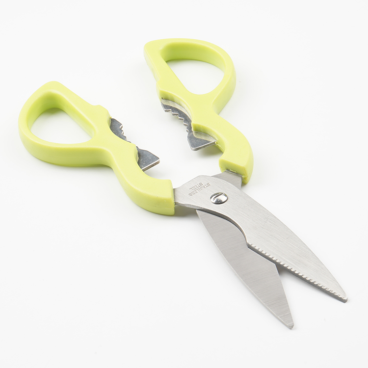 Plastic handle stainless steel gourd shaped open walnut bottle multifunctional household kitchen scissors