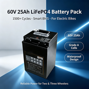 Batterie LiFePO4 Lithium-Ion 72V/60V 25Ah 50Ah 75Ah, 1500 cycles, 12,5 kg, légère, pour trottinette électrique/vélo électrique à 2 roues - Product Image 1