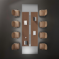 Table de conférence moderne de luxe pour 6 à 12 personnes avec système de rail électrique intelligent, grand bureau de réunion pour bureau de PDG