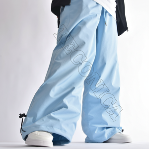 Pantalon de snowboard décontracté bleu clair imperméable avec boucles de ceinture et ourlet élastique respirant hiver pantalon de ski extérieur - Product Image 1