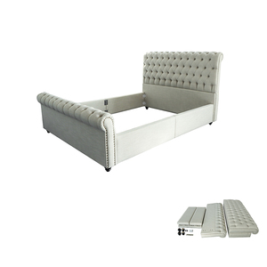 Grigio tessuto di colore Hight <span class=keywords><strong>testata</strong></span> con due orecchie pulsante in tessuto di stoccaggio <span class=keywords><strong>letto</strong></span> imbottito - Product Image 3