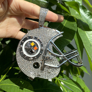 Pendentif personnalisé surdimensionné avec logo d'équipe, entièrement serti de cristaux, pendentif Championnat Pittsburgh Steelers, collier chaîne cubaine - Product Image 3