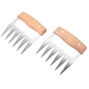 Herramienta de Cocina al por Mayor, 2 Pinzas para Carne de Acero Inoxidable para Barbacoa con Mango de Madera, Desmenuzador de Pollo - Product Image 4