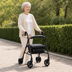<span class=keywords><strong>Deambulatore</strong></span> Rollator <span class=keywords><strong>con</strong></span> <span class=keywords><strong>Freno</strong></span> a Mano a Doppia Modalità per Controllo della Velocità e Blocco <span class=keywords><strong>di</strong></span> Parcheggio, Sedile Confortevole Anti-Rollaway per Anziani, Camminata Sicura - Product Image 3