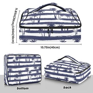 Sac isotherme pour aliments en aluminium imprimé sur mesure, motif coucher de soleil hawaïen à rayures marine, pour dîner et camping - Product Image 3