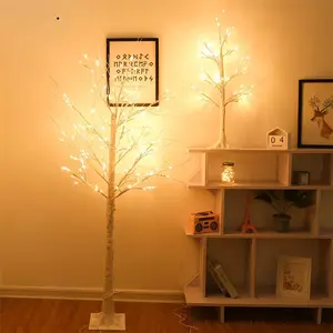 Contemporâneo pré-iluminado interior/exterior branco galho árvore de natal/claro branco vidoeiro árvore decorativa luz Natal partido ornamento