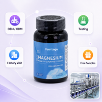 Capsules de magnésium 500 mg OEM ODM, étiquette privée, complément alimentaire personnalisé, directement de l'usine, échantillon gratuit, soutien pour le sommeil et les os