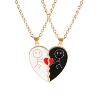 Nouveau collier personnalisé transfrontalier en forme de personnage de dessin animé, collier de couple, cœur tendance, assemblage, bons amis