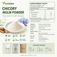 Poudre d'Inuline de Chicorée de Haute Pureté, Dérivée de la Racine de Cichorium Intybus, Étiquette Nettoyée, Sans Produits Laitiers, Matière Première, Plusieurs Options de Conditionnement