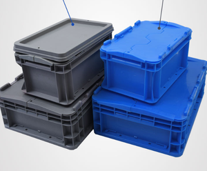 Conteneur empilable robuste personnalisable, pliable, boîte de transport de stockage, caisse en plastique pliable avec couvercle - Product Image 2