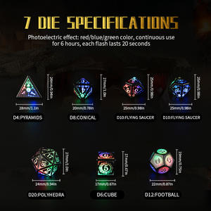 DINGZHUN 2025 nouveaux donjons et dragons lueur dans le noir LED tactile-charge mdn jeu de dés polyédriques à motifs en résine - Product Image 2