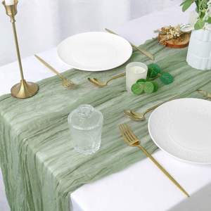 35*160Inchs <b>Sage</b> <b>Green</b> Cheesecloth for Baby Bridal Shower Decoration Gauze Rustic Spring Easter <b>Table</b> <b>Runner</b> - Product Image 3