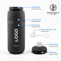 Bouteille d'eau de cyclisme mate 24OZ/710ml sans BPA en PP, anti-fuite, écologique, à compression, vente directe usine pour VTT et vélo de route