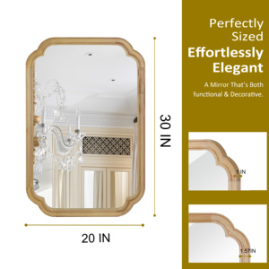 Natural Wood Color 20x30 Solid Wood Frame Rounded Corner Decorative <b>Mirror</b> <b>For</b> Bedroom Bathroom Living Room Entryway - Product Image 5