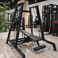 Machine Smith Commerciale à Charge de Poids, Banc de Presse Pectorale, Presse Épaules Professionnelle 3-en-1, Équipement de Musculation et Fitness