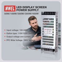 Alimentation à découpage mince MWEL 5V 40A 60A 80A 200W 300W 400W 100-240VAC pour écran LED couleur, garantie 5 ans