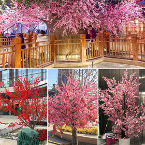 Tanaman palsu bunga persik buatan, bunga persik ungu buatan untuk dekorasi rumah, bunga simulasi ungu - Product Image 5