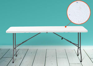 6ft 180cm yarım plastik HDPE katı çelik çerçeve HDPE masa üstü parti yemek kiralama plastik katlanır açık parti masaları ve sandalyeler - Product Image 6