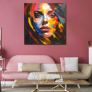 Peinture à l'huile originale <span class=keywords><strong>moderne</strong></span> faite à la main, portrait de femme <span class=keywords><strong>abstrait</strong></span> sur mesure, décoration murale personnalisée sur toile, <span class=keywords><strong>cadre</strong></span> en bois - Product Image 4