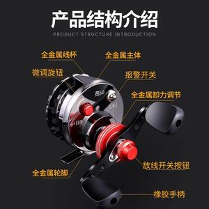 รอกตกปลาแบบหมุน JQWFDLD ตัวเรือนโลหะอะลูมิเนียมอัลลอยด์ ด้ามจับสีแดง รอกตกปลาน้ำแข็ง สำหรับใช้กับคันเบ็ดแบบเรือและสะพาน - Product Image 4