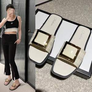 Pantuflas Planas Coreanas para Mujer, Verano, Uso en Exteriores, Antideslizantes, Pantuflas Planas de Moda, Estilo Simple - Product Image 4