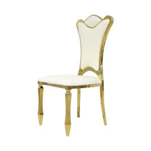 Silla de comedor tapizada de PU blanca moderna, acero inoxidable, apilable, para uso en hoteles o bodas, construcción metálica duradera - Product Image 2