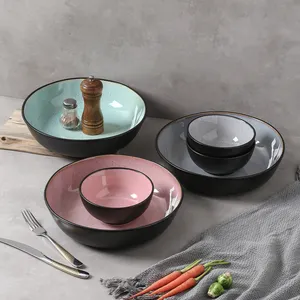 Ciotola in stile minimalista moderno all'ingrosso di dimensioni 6/11 pollici Set di 2 stoviglie in ceramica zuppa di cereali ciotole di fabbrica