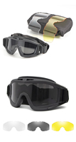 Nouvel ensemble tactique de trois pièces pour activités de plein air : Lunettes de protection tactiques avec verres transparents résistants aux chocs