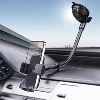 Support de téléphone universel pour voiture à bras long flexible rotatif à 360° en plastique ABS, fixation par ventouse pour pare-brise et support de bureau pour tableau de bord
