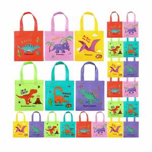 Sacs non tissés personnalisables pour cadeaux, bonbons, décorations d'anniversaire dinosaures, pour filles, garçons, enfants, écologiques, avec logo imprimable - Product Image 1