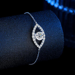 Fabrika toptan özel takı 925 ayar gümüş basit mavi nazar VVS Moissanite ayarlanabilir bilezik kadınlar için - Product Image 3