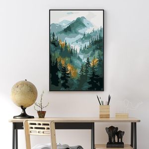 Kit de peinture par numéros encadré pour adultes et enfants DIY Mountain Forest Painting by Numbers Canvas Home Wall Art Gift - Product Image 5