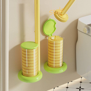 Disposable Toilet <b>Brush</b> Set Wall Mounted Replaceable Heads <b>Round</b> Eco Friendly Household Bathroom Cleaning Tool - Product Image 1