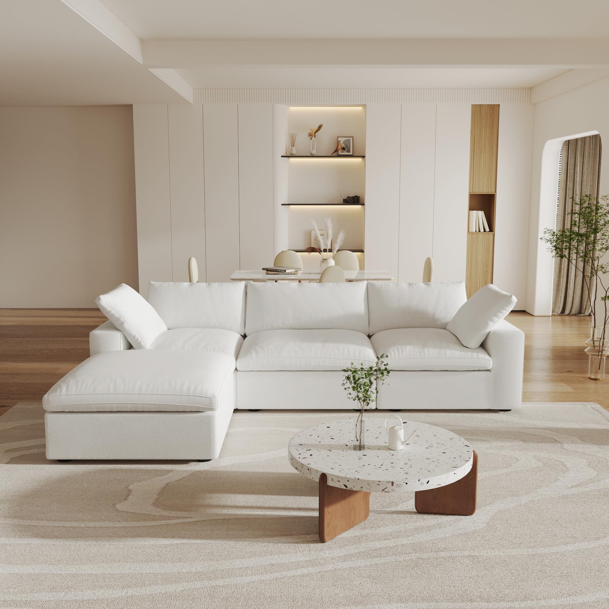 Modern Nordic Cloud Sofa – Soft White Modular Sectional Couch Set with 3–7 Seater Options for Living Room & Family Home - View 3