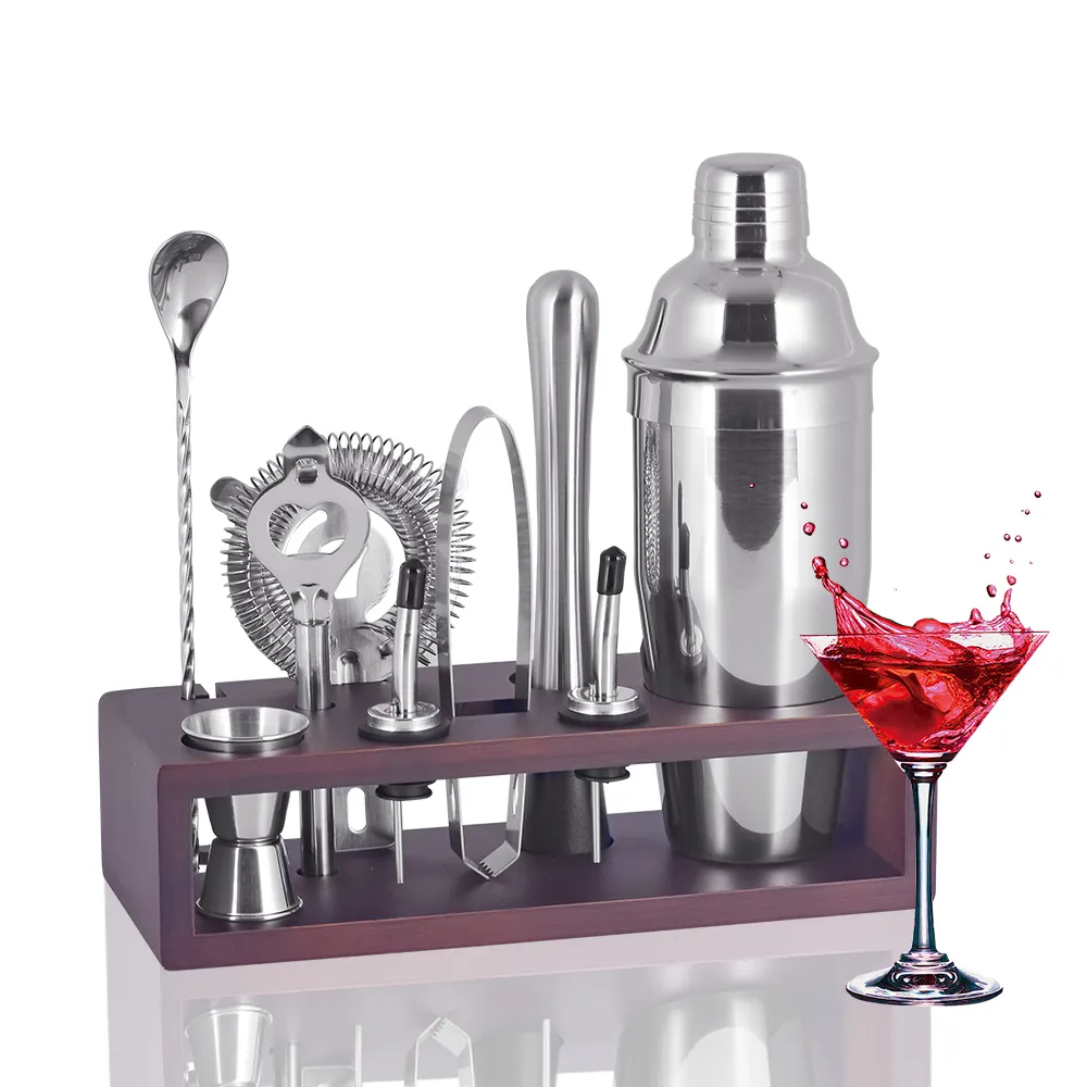 Creation Factory Großhandel Direkt vertrieb Barkeeper Qualität Edelstahl Cocktail Shaker Set mit Ständer