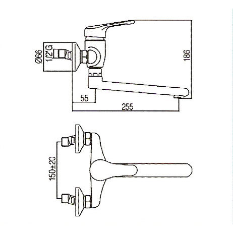 PEGASO Paffoni BES 1221 Wall-Mounted Sink Mixer for Sanitary Ware Suite