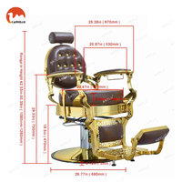 Fauteuil de barbier antique noir et or, mobilier de salon de coiffure vintage rétro en métal, fauteuil de barbier inclinable