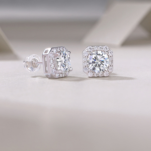 <strong>Fine</strong> 1ct*2 Round Moissanite <strong>Earrings</strong> Hypoallergenic S925 Silver VVS1 Clarity Moissanite <strong>Earrings</strong> Women Stud <strong>Earrings</strong> - Product Image 1