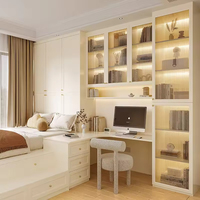 Ensemble de meubles de chambre à coucher modernes et personnalisés, gain de place, autoportants |   Armoire + Poste de travail + Lit tatami avec rangement |   Salle à manger pour toute la maison