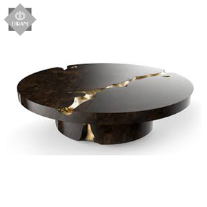Italie Cuivre Moderne Grande <span class=keywords><strong>Table</strong></span> Basse Ronde en Bois Designer Centre de Luxe - Product Image 4