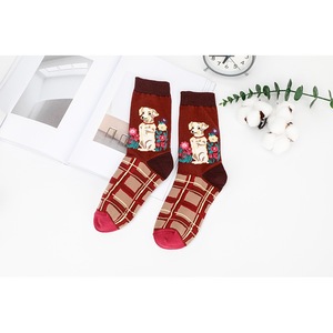 New Autumn Korean <b>Cat</b> Jacquard <b>Socks</b> Ins Trendy Mid Calf Cotton Women <b>Socks</b> - Product Image 6