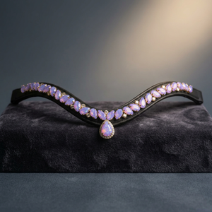 Rub International Fronture en cuir pour cheval, décorée de strass en cristal violet, artisanale, équipement équestre - Product Image 4