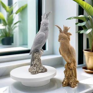 Sculpture en résine de perroquet cacatoua doré, texture perlée, figurine d'oiseau de luxe, décoration intérieure, salon, bureau, étagère, cadeau d'art en gros - Product Image 6