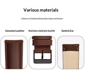 Correa de Reloj de Cuero Genuino de Lujo de 20 mm 22 mm con Liberación Rápida, Correa de Reloj de Cuero Vacuno Suave para Samsung Galaxy <span class=keywords><strong>Watch</strong></span> <span class=keywords><strong>Huawei</strong></span> GT4 GT5 para Hombre - Product Image 4