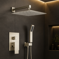 Système de douche à effet pluie couleur nickel brossé, pomme de douche carrée haute pression pour montage au plafond/mur