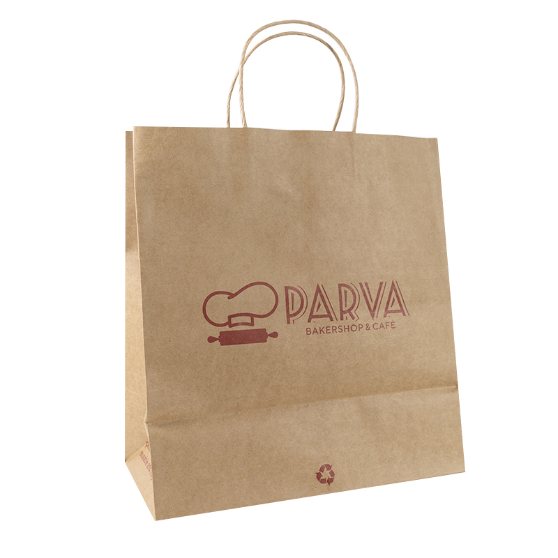 Wholesale Custom Brown Kraft Disposable Paper Bag for Food Packaging Takeaway Paper Bag with Handle