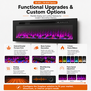 Insert de chauffage électrique <span class=keywords><strong>pour</strong></span> foyer LCD avec flamme <span class=keywords><strong>LED</strong></span> multicolore, en verre, cristal et métal, <span class=keywords><strong>pour</strong></span> usage domestique, fonctionnement en anglais - Product Image 3