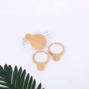 Vintage Small Portable Wood Makeup Handle Round Cosmetic Wooden Mirror Promotion <b>Gifts</b> - Product Image 1